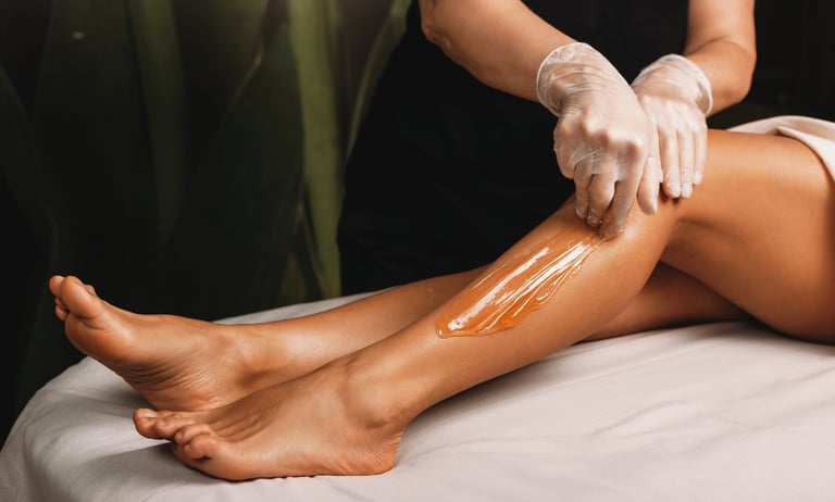 Professional body waxing treatment at spa salon