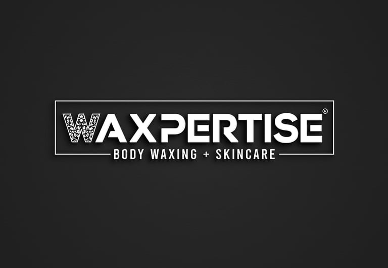 WAXPERTISE logo for body waxing and skincare services with white text on dark background